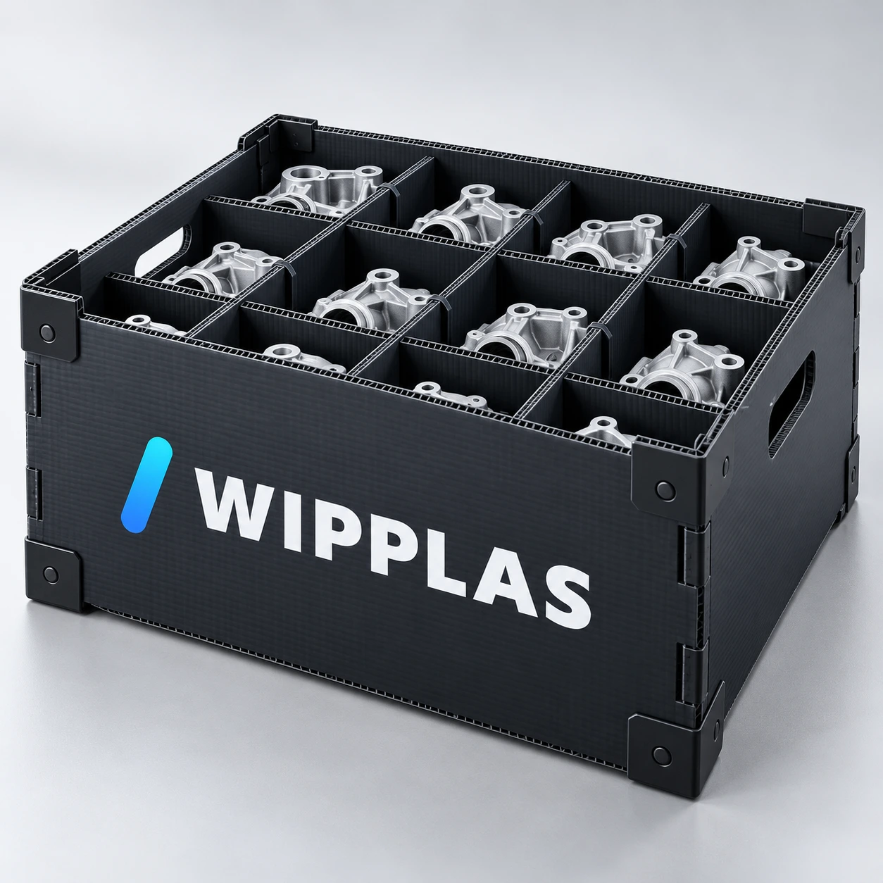 WIPPLAS Schutzbox mit Separatoren für Autoteile und Automobilindustrie