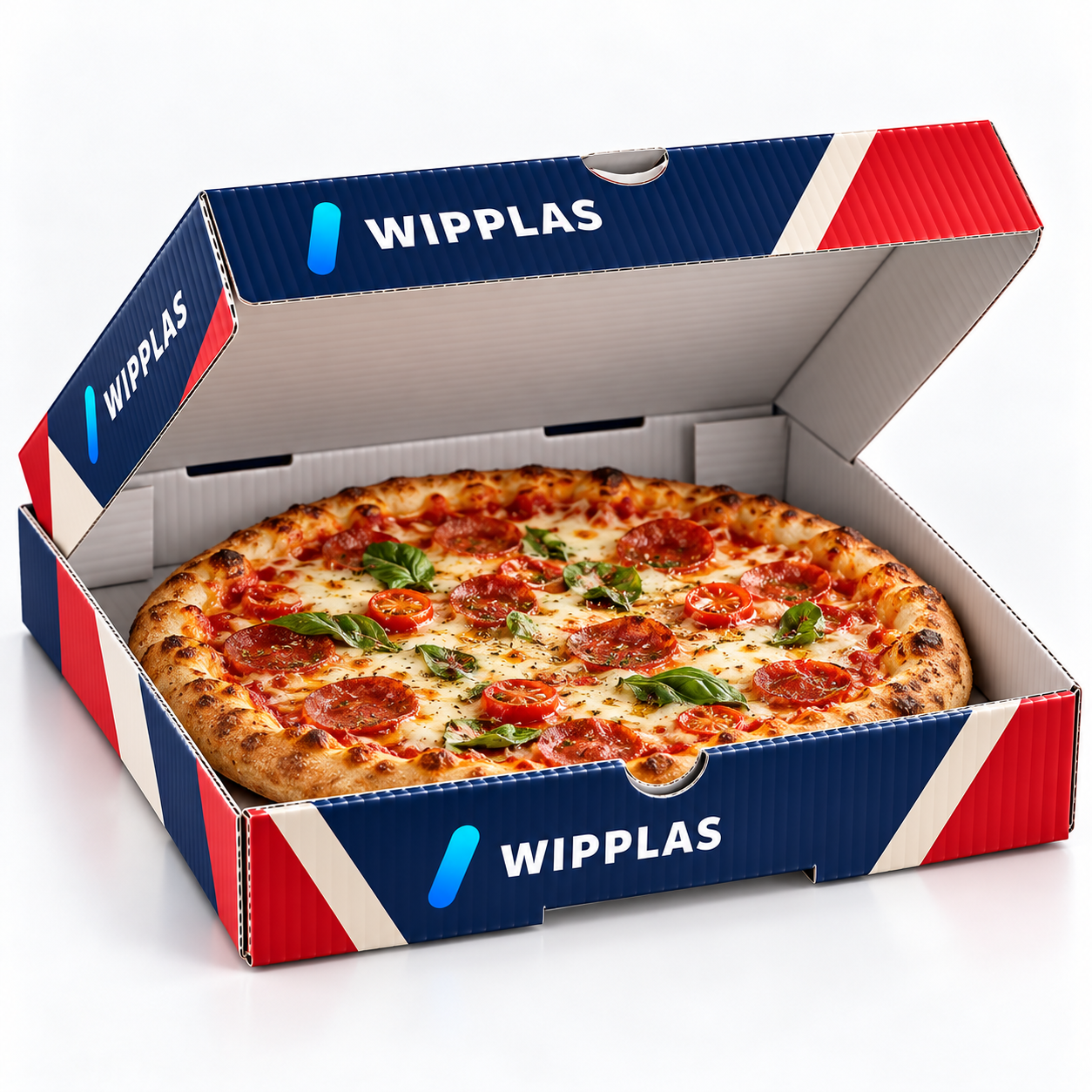 WIPPLAS PP-Pizzabox aus Wellpolypropylen für Food Delivery, Take-away und wiederverwendbare Lebensmittelverpackung